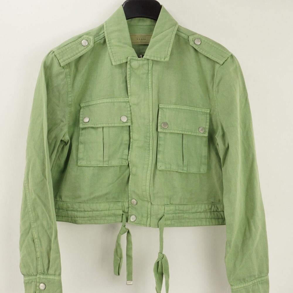 New Blank NYC Here and Now Women's Green Twill Cotton Cropped Utility Jacket